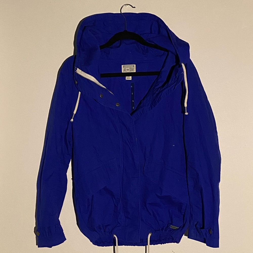 Blue windbreaker jacket